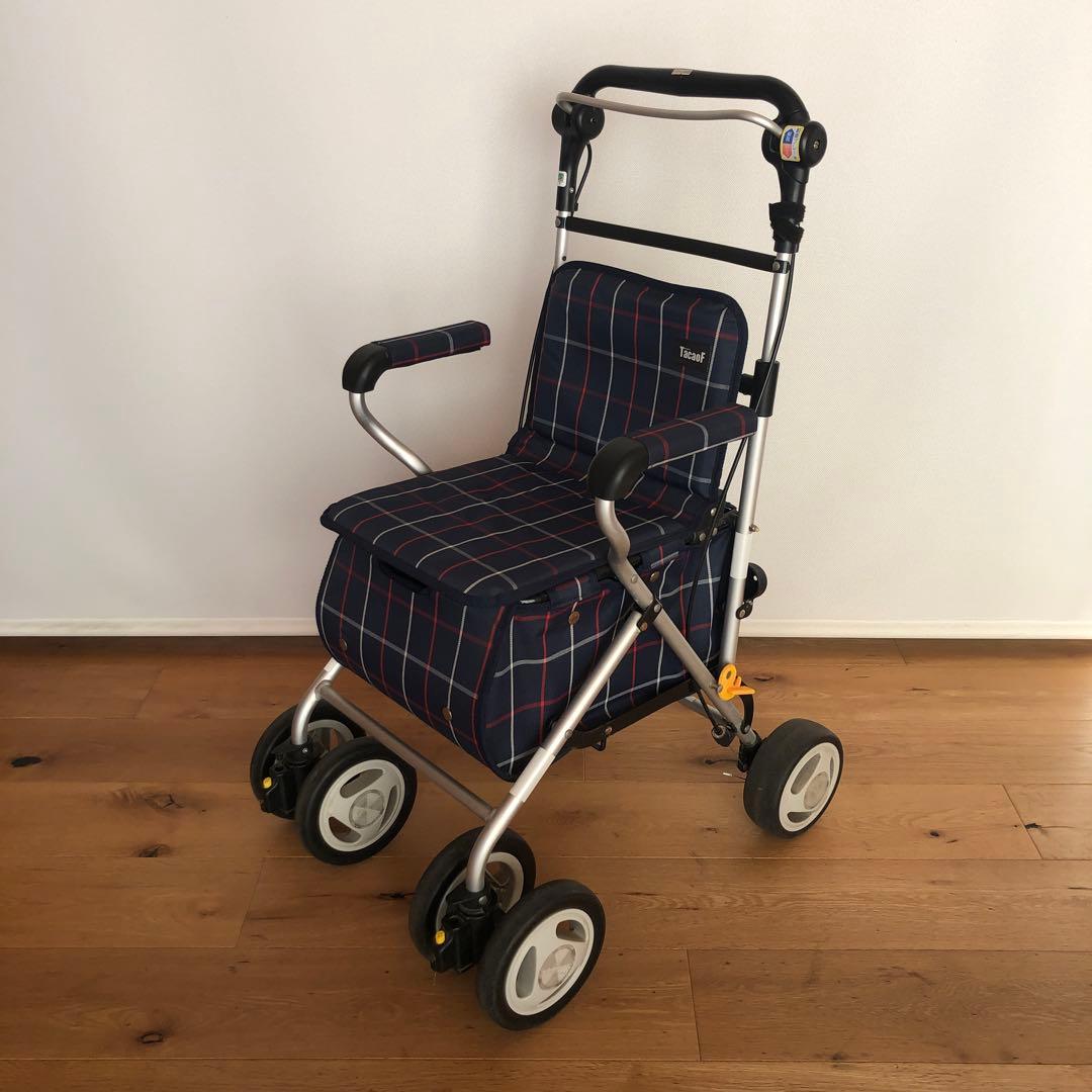 大幅値下げ　幸和製作所　シルバーカー　テイコブ　格子柄　紺色　中古品