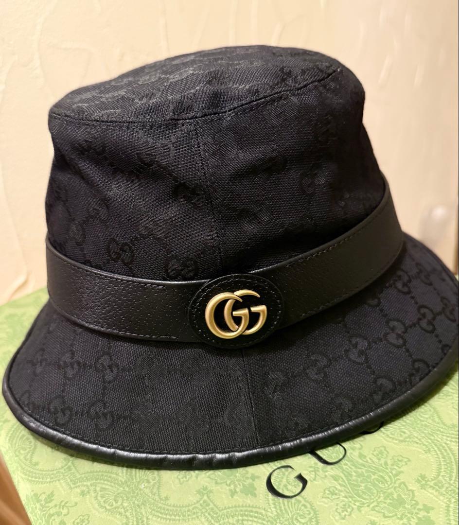 GUCCI ブラック バケットハット M(58cm)ブラック メンズ レディース
