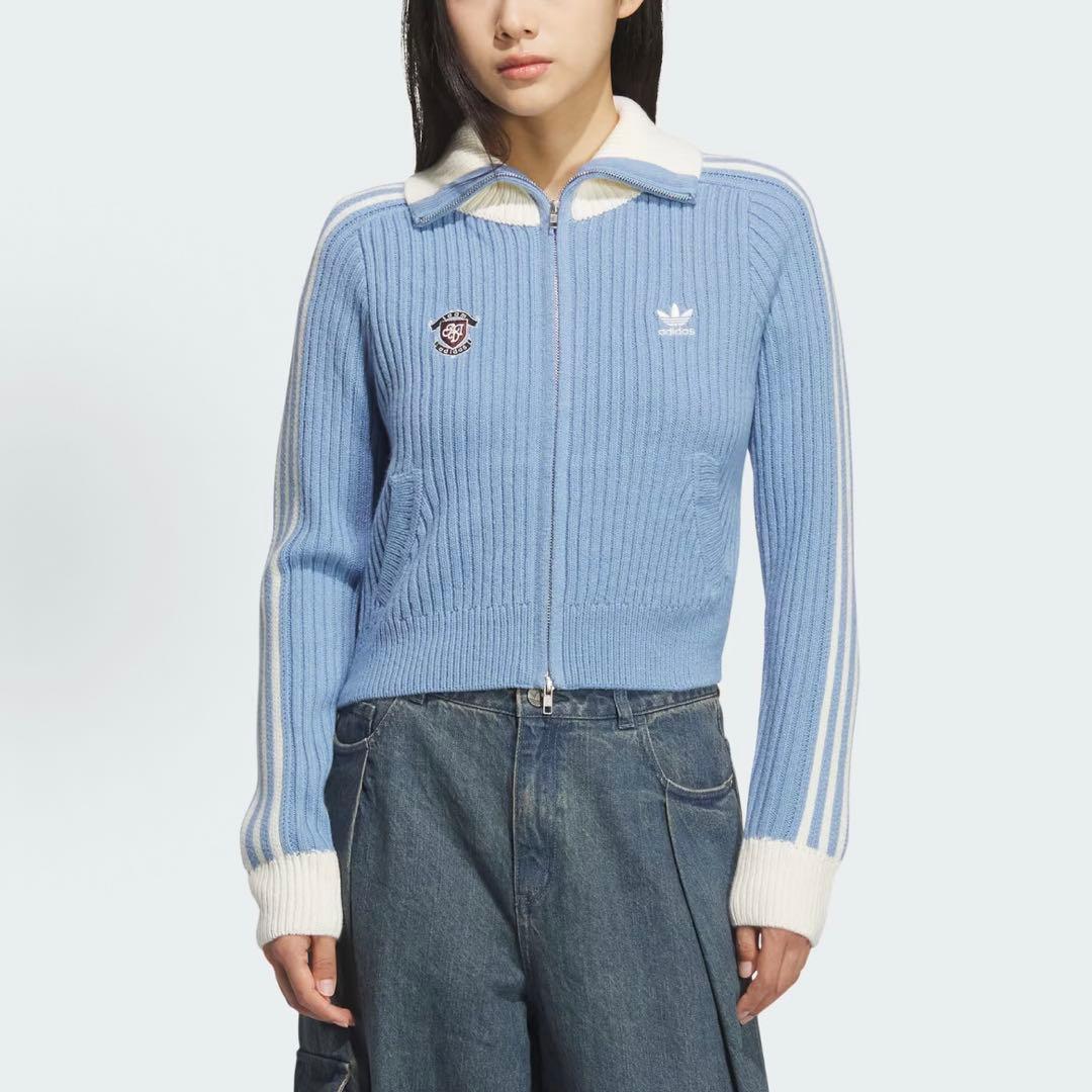 海外限定S Adidasジップアップ ニットジャケット KF0719