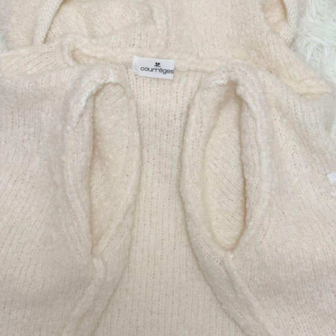 値下げ価格！【未使用】courreges ボアパーカー ロゴ刺繍 ジップ ウール