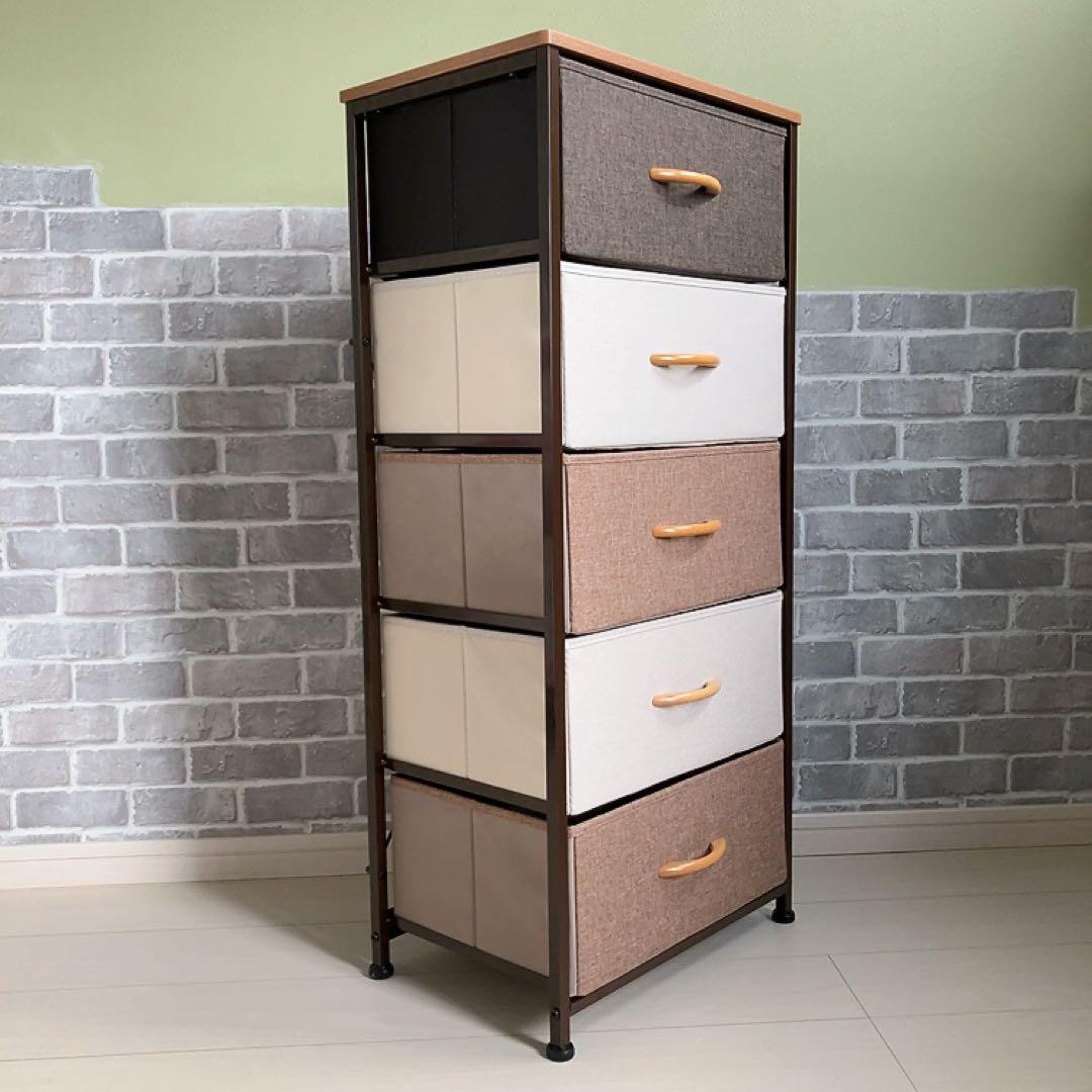 み*く様 ★新春セール！★カジュアルな5段チェスト ナチュラルカラー スチール枠