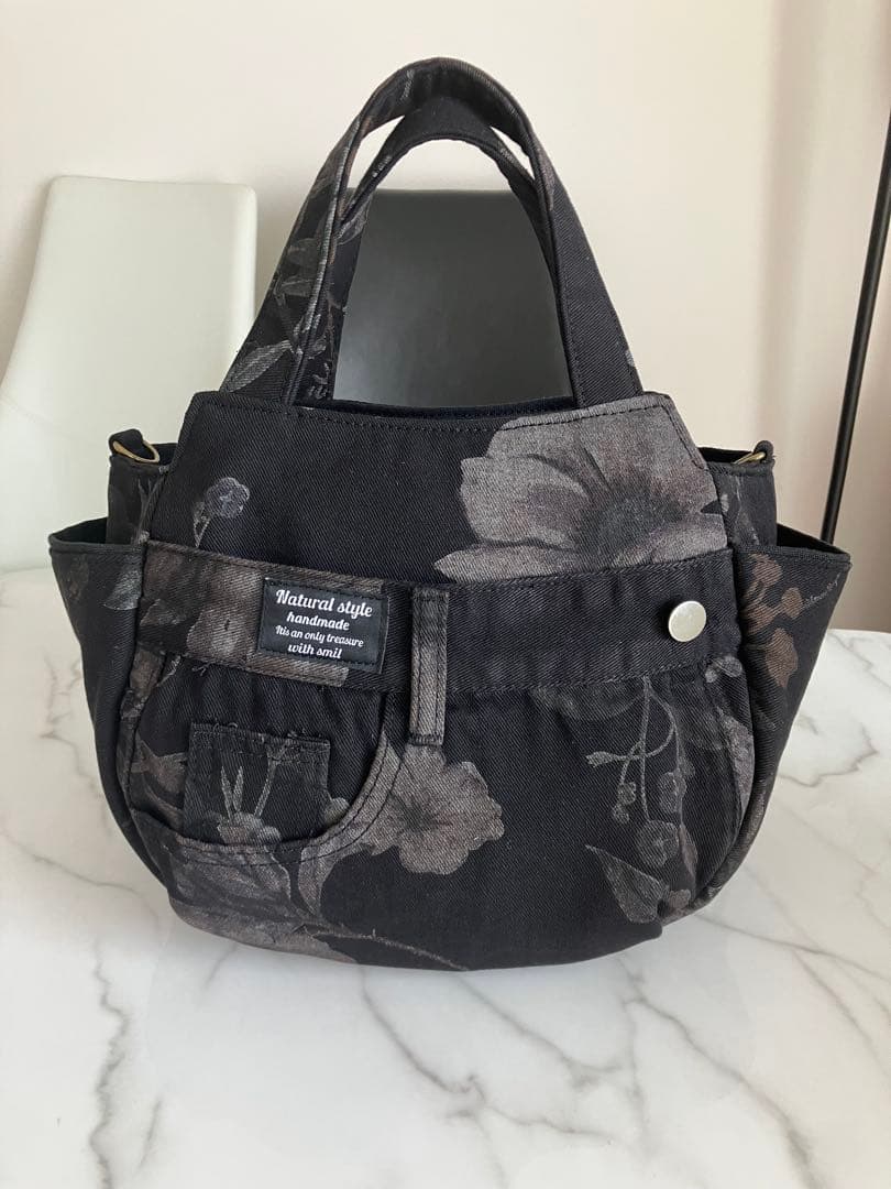 851 ピエロ　花柄デニムリメイクバック　ハンドメイド 3点