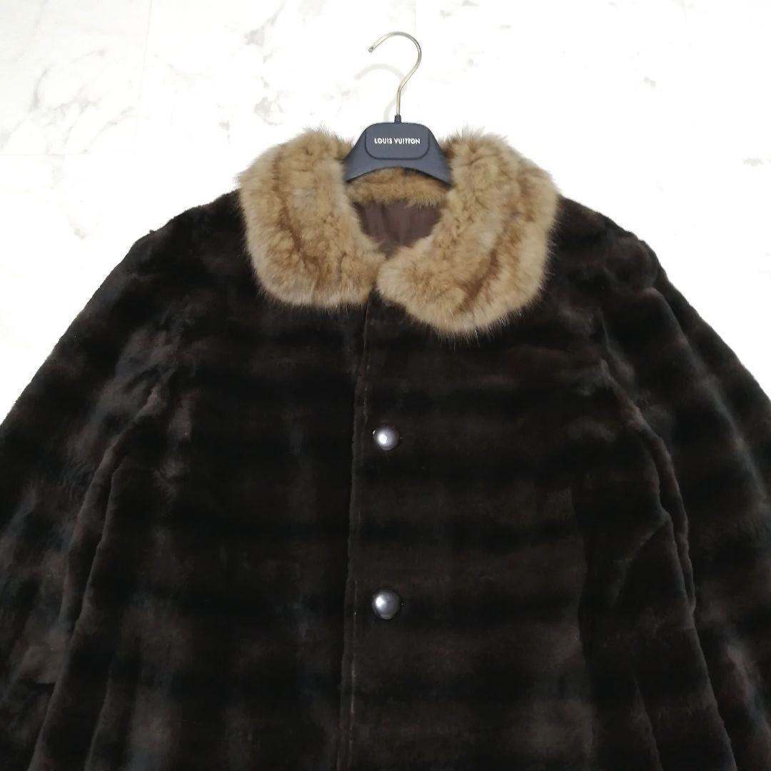 ゴールデンセーブル × シェアード　毛皮 ロングコート　リバーシブル　ファー