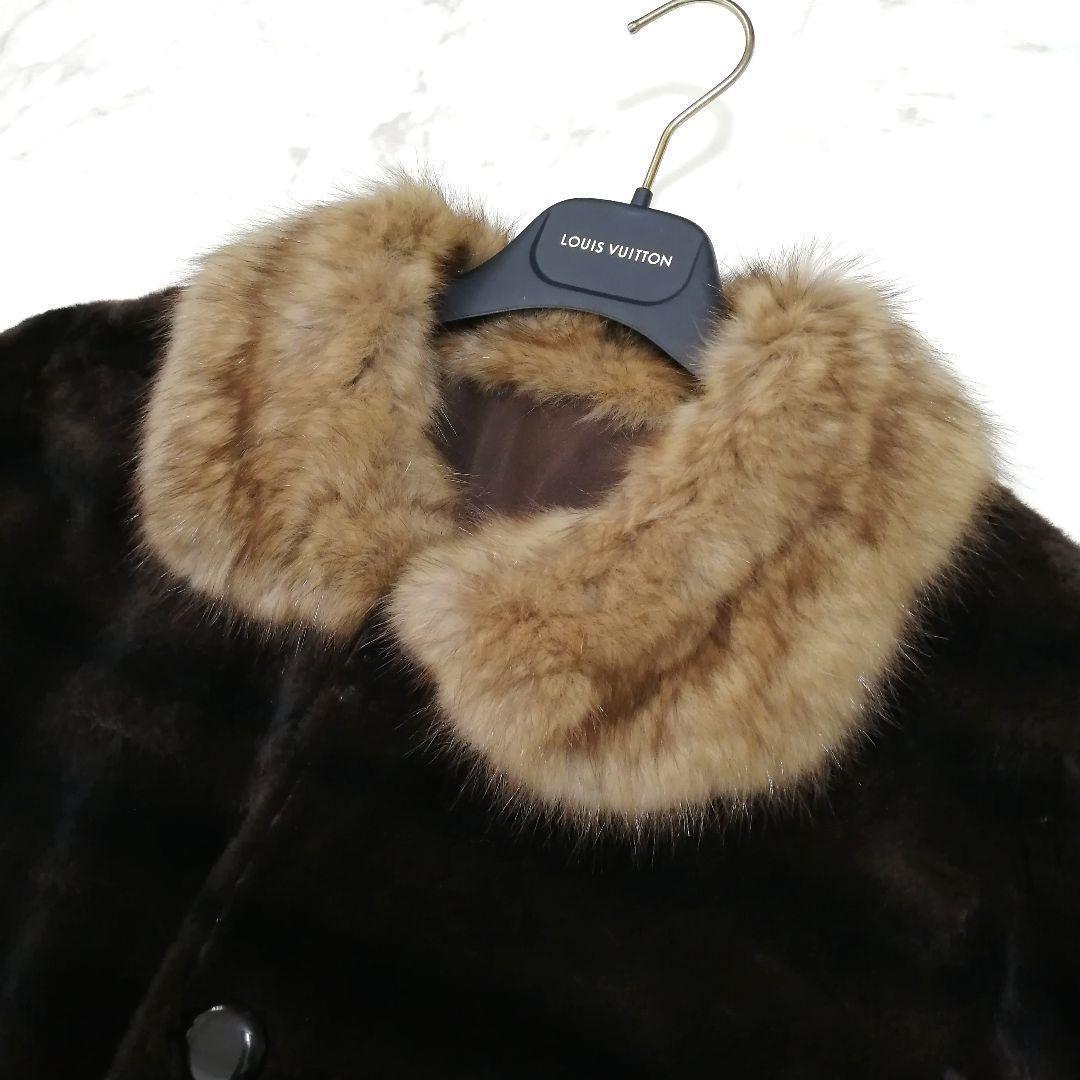 ゴールデンセーブル × シェアード　毛皮 ロングコート　リバーシブル　ファー