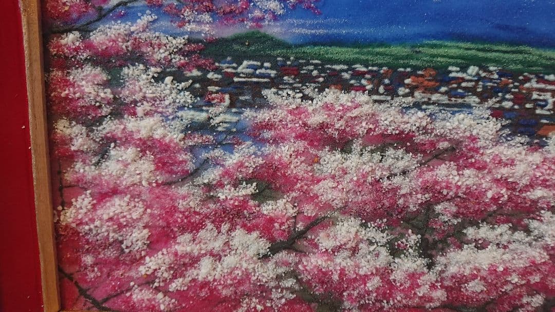 【値下げ】ベトナム製 宝石絵画「富士山と桜」