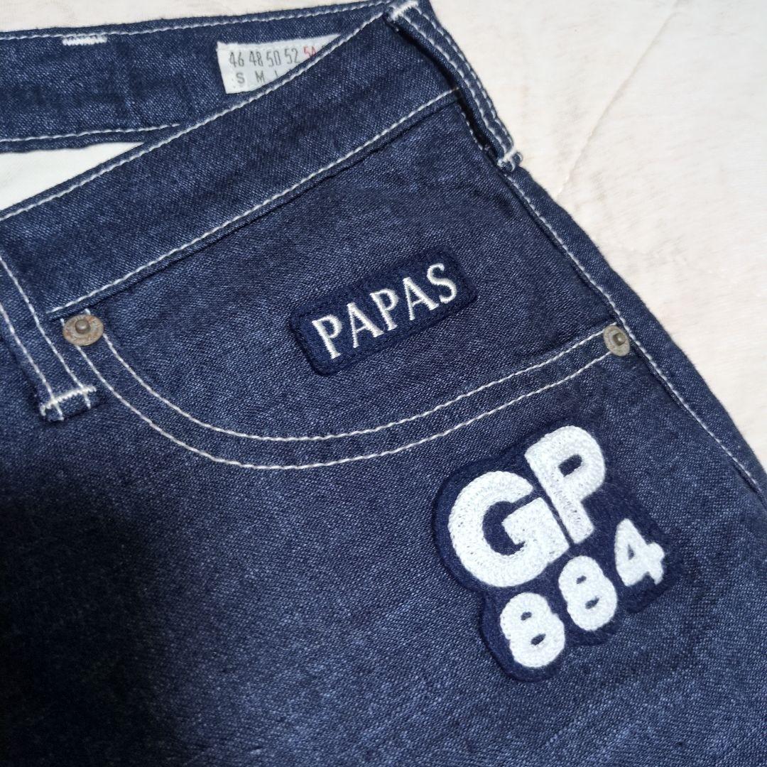 大きいサイズ PAPAS パパス デニム 八分丈パンツ 新品タグ付き LL