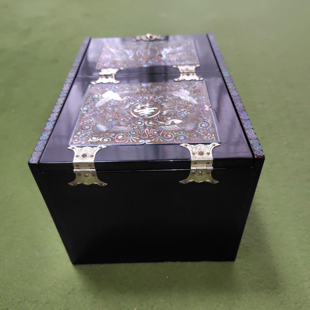 螺鈿細工 収納ボックス 2引き出し ミラー付き