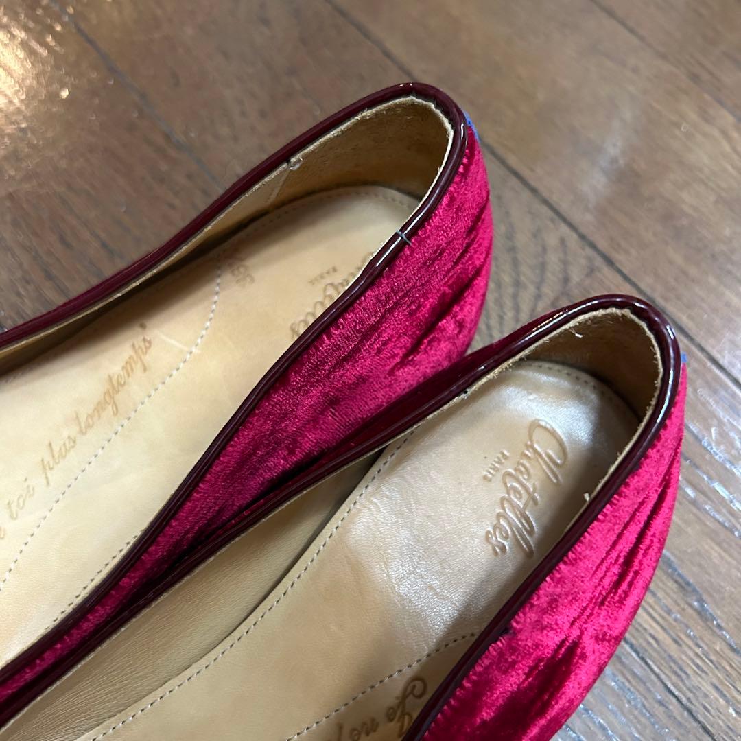 CHIARIN美品 シャテル ベルベット フラットシューズ 刺繍 36.5