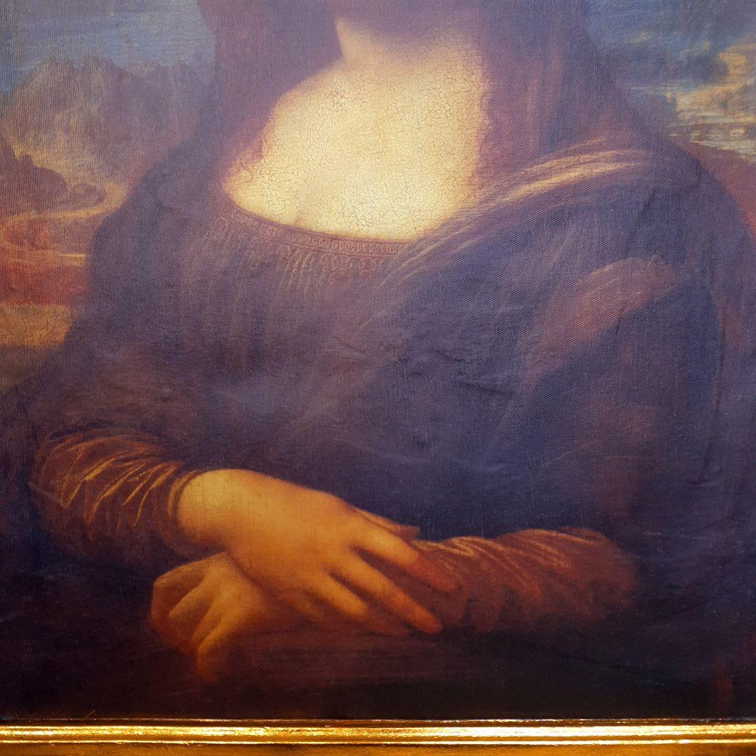 輸入雑貨　ダヴィンチ作　絵画　モナリザ　良質キャンバス生地　金箔使用　額絵