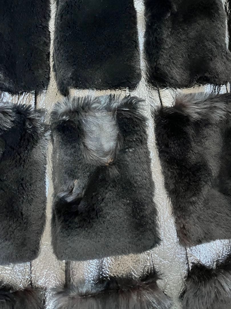 激レア　シェアードミンク　エナメルレザー　パッチワーク　金釦　ロングコート