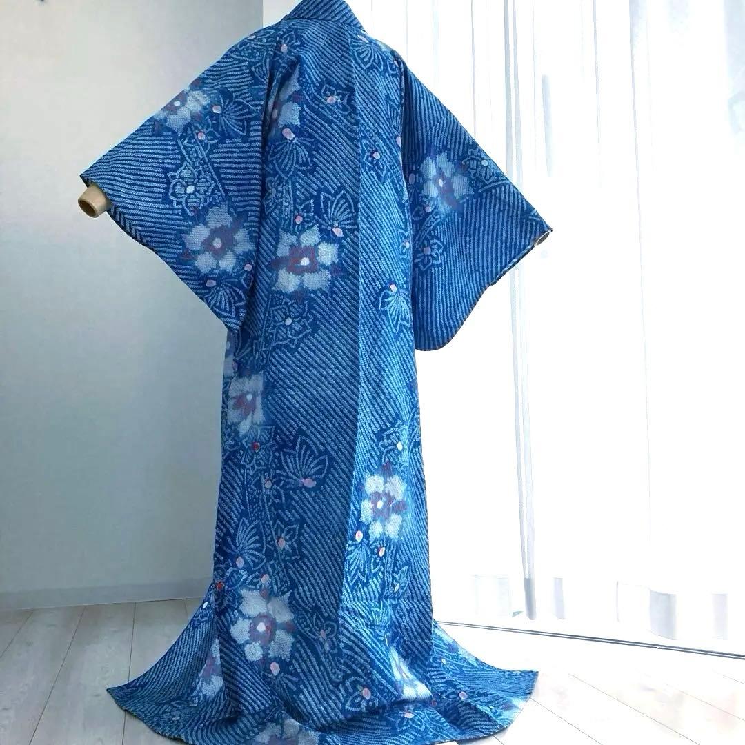 有松絞り　浴衣　鳴海絞り　未使用しつけ糸付　159cm 絞り浴衣　No.200