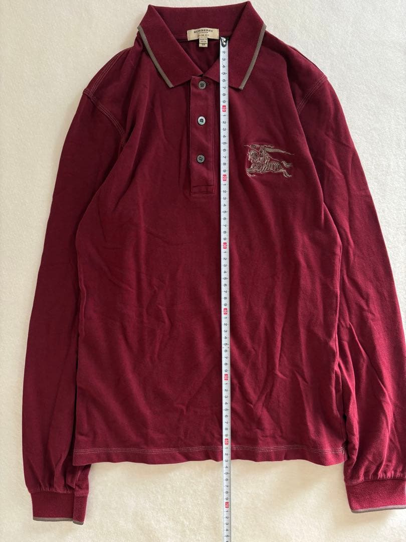 希少Burberryビッグポニー刺繍　y2k平成ギャル英字ボタンぴちポロ　リブ