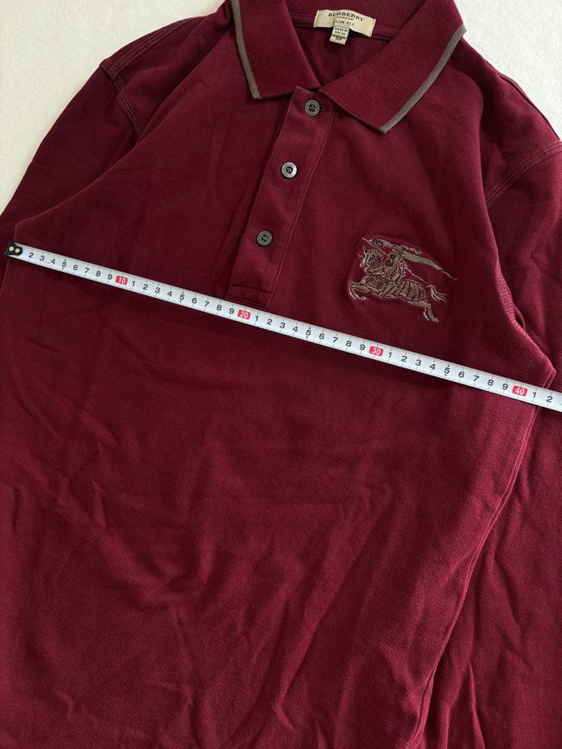 希少Burberryビッグポニー刺繍　y2k平成ギャル英字ボタンぴちポロ　リブ