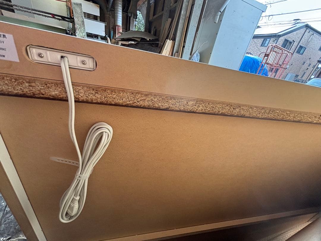 木製全面、鏡面ポリ上部ステンレス大型キッチンカウンター