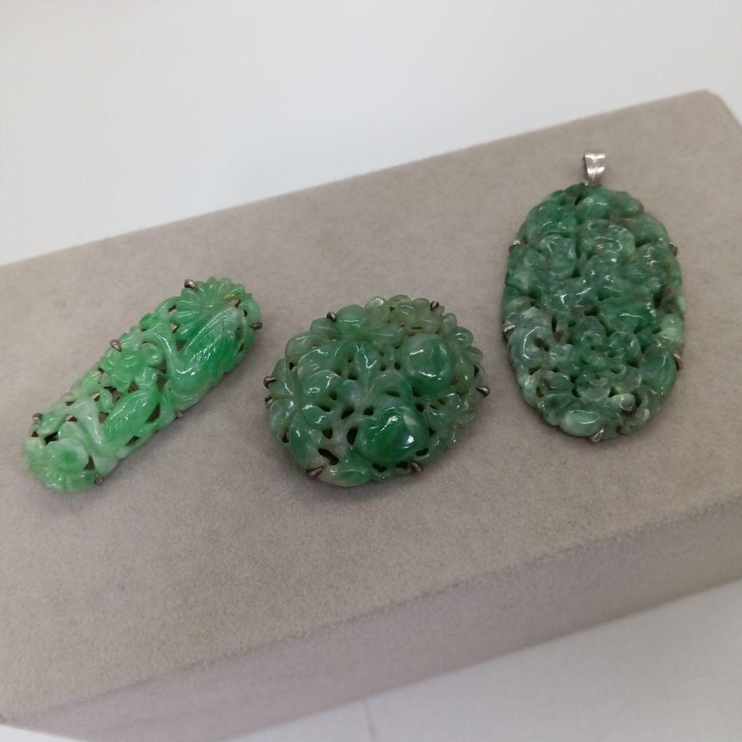 1-1626 ヒスイ ブローチ ペンダントトップ セット売り レディース