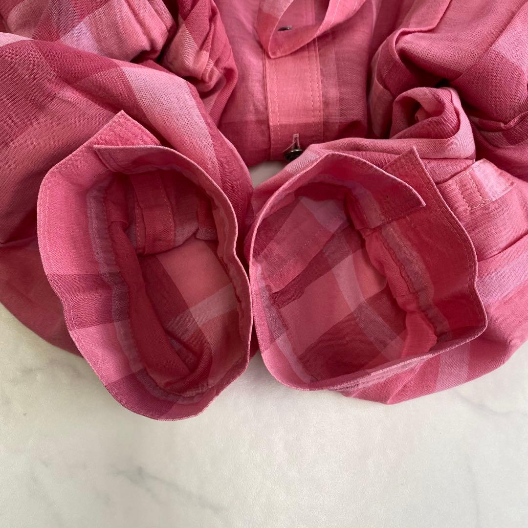 美品★BURBERRYロンドン 長袖シャツ チュニック ノバチェック 紐付き46