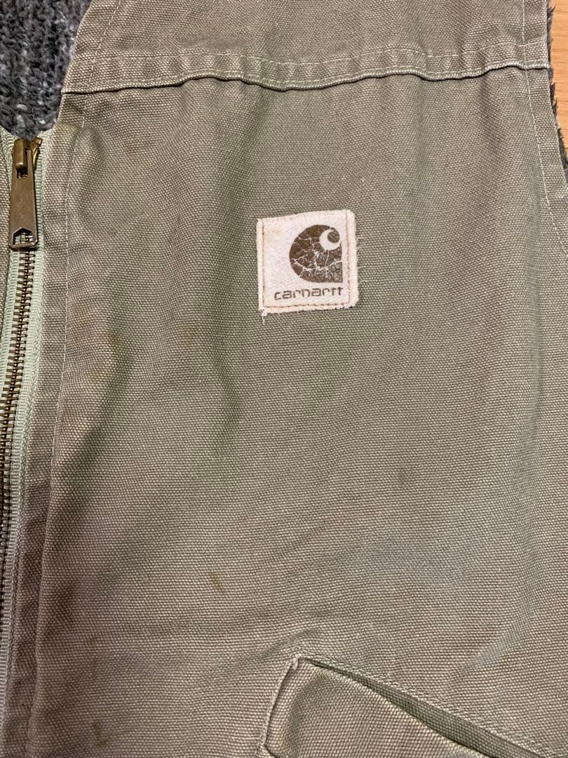 USA Carharttダック地ベスト 裏地ネイティブ柄 ボア ライナーXL