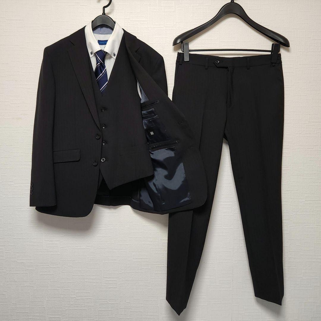 スーツセレクト　メンズ　スーツ　スリーピース　4Sシリーズ　着用一回　ブラック