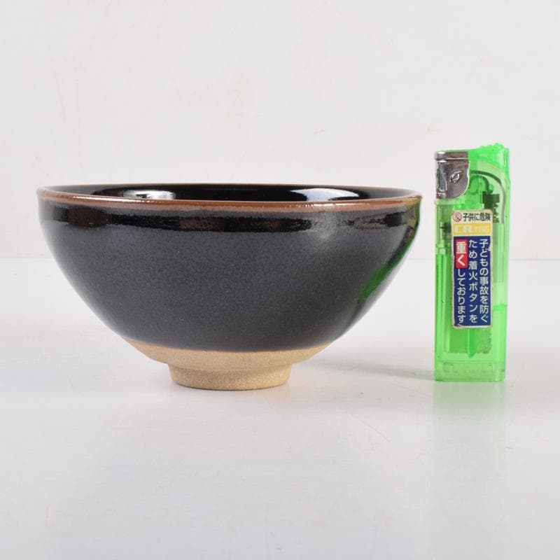 茶道具　瀬戸焼　古狭間窯　加藤菁山作　天目茶碗　共箱　C　7161