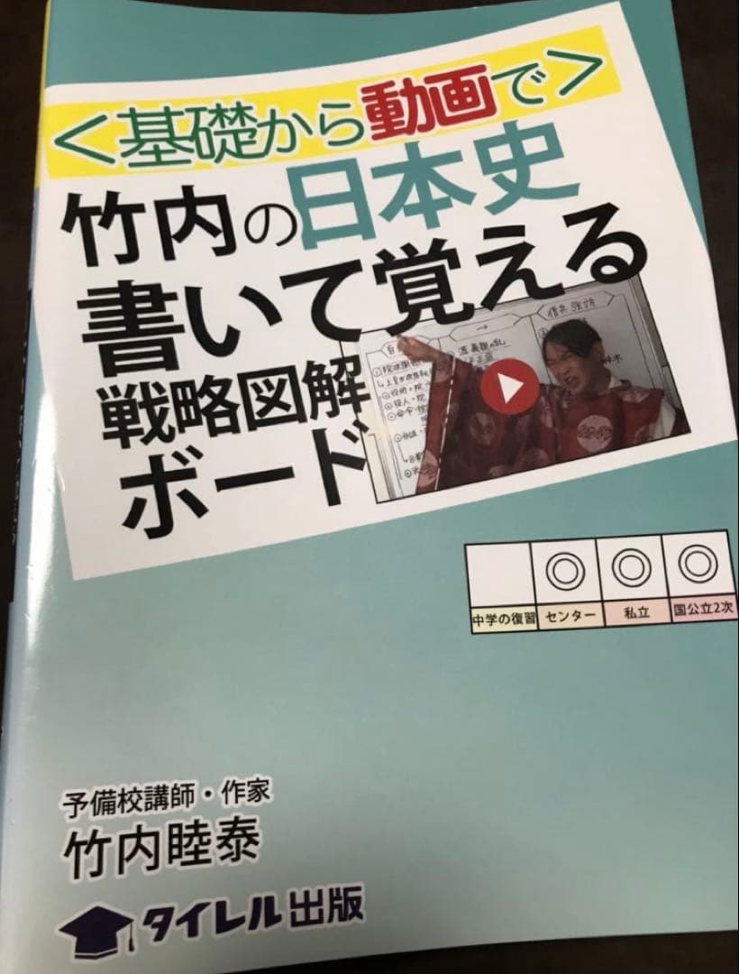 竹内睦泰　〈基礎から動画で〉竹内の日本史書いて覚える戦略図解ボード　未読美品