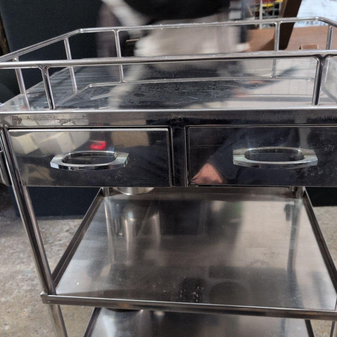 ステンレス製 医療用引出し付カート メディカルワゴン 回診車 キャスター付作業台