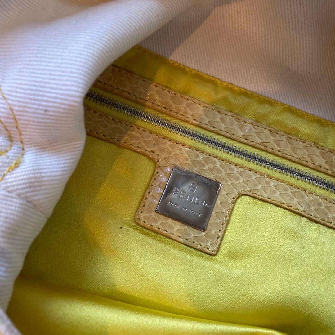 ド*ロ様 フェンディ　デニム×パイソン　マンマバケット　ハンドバッグ