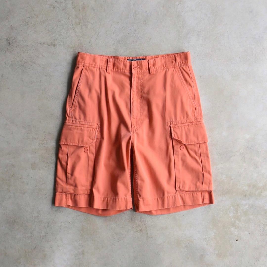 90s ラルフローレン カーゴショーツ レアカラー オレンジ ポロチノ W33