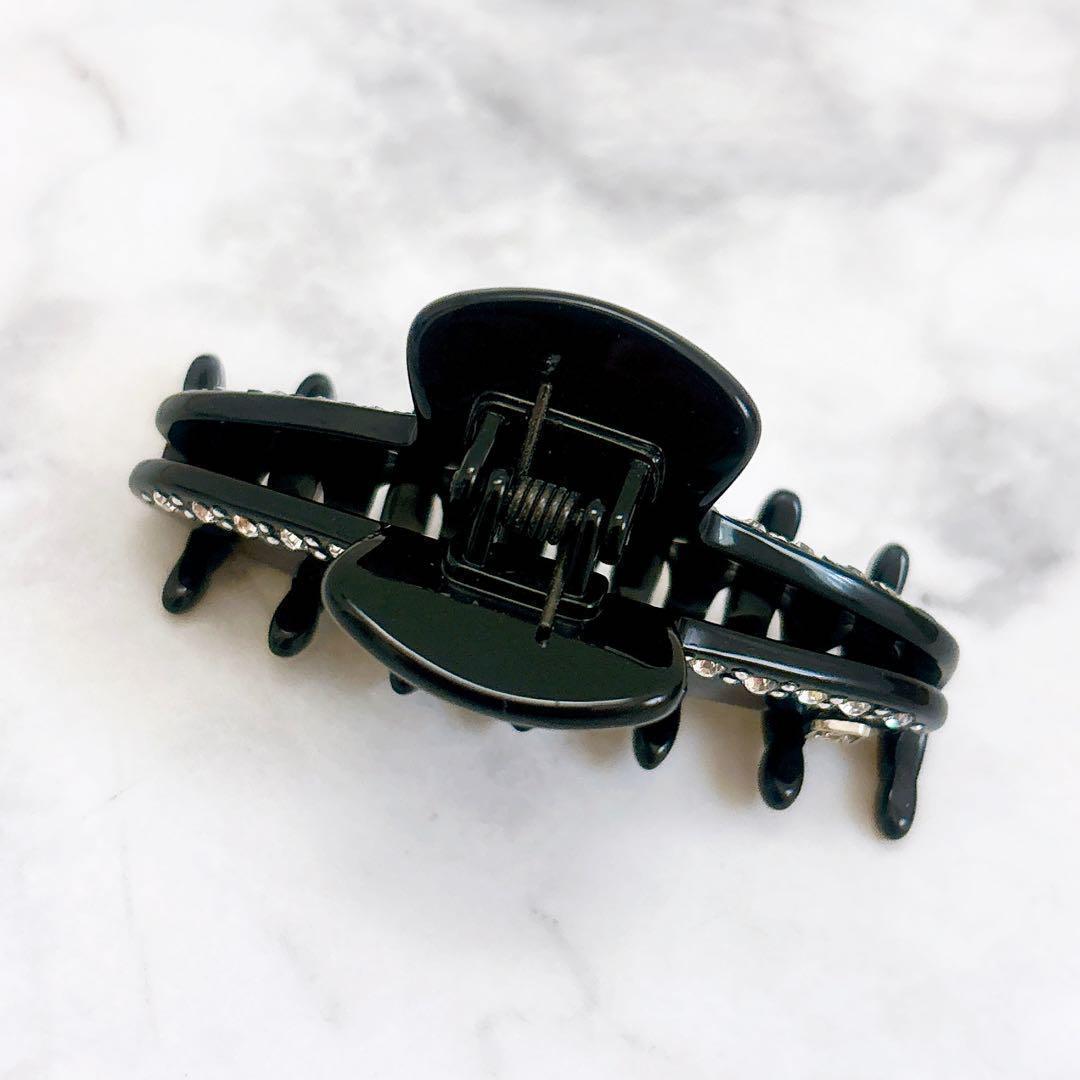 美品 Alexandre De Paris スワロフスキー ミニヘアクリップ 黒