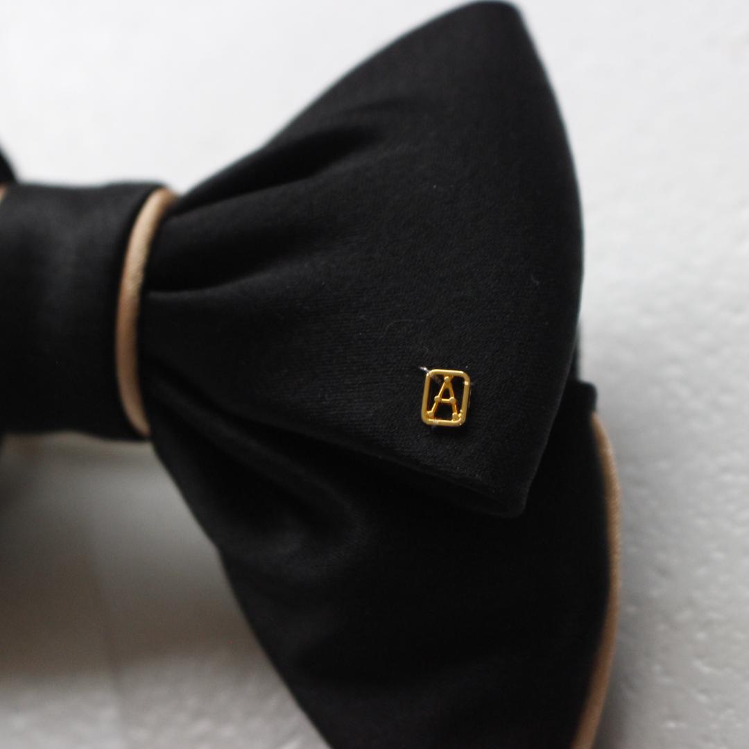 ALEXANDRE DE PARIS リボンバレッタ ブラック シルクサテン