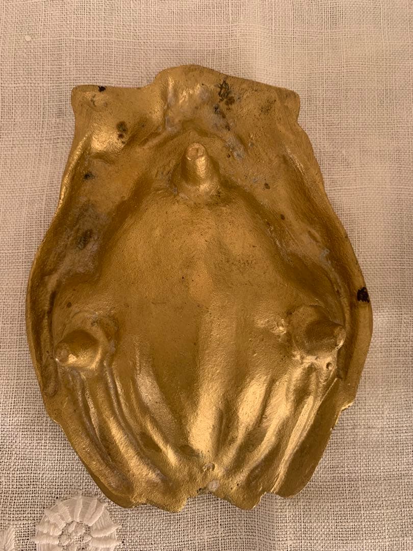 フランス アンティーク ハンドモチーフ　トレイ　金属製　ブロカント