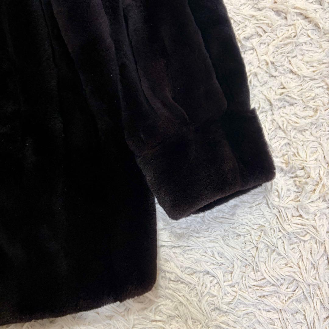 最高級 銀タグ サガミンク リアルファーコート 豪華裏地刺繍 シェアードミンク