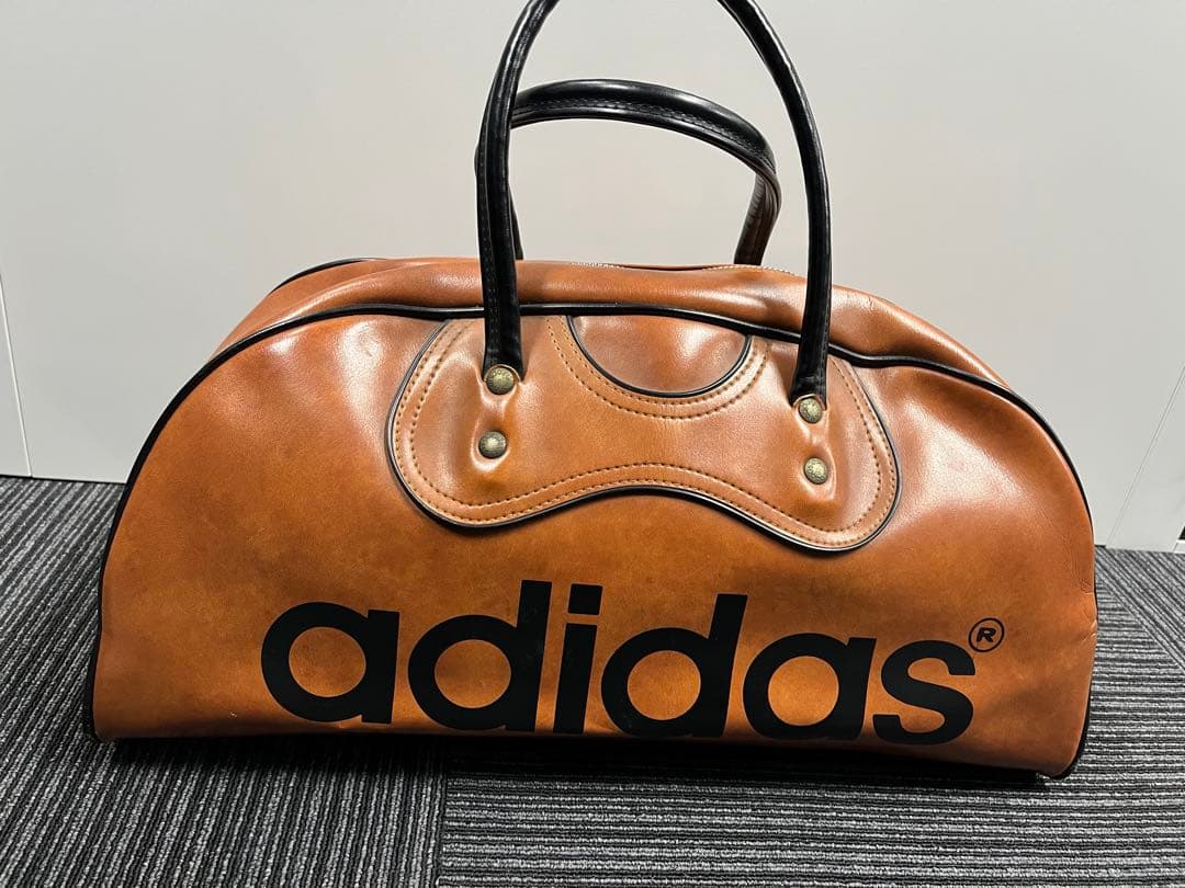 希少　adidas レザーボストンバッグ ブラウン　ヴィンテージ