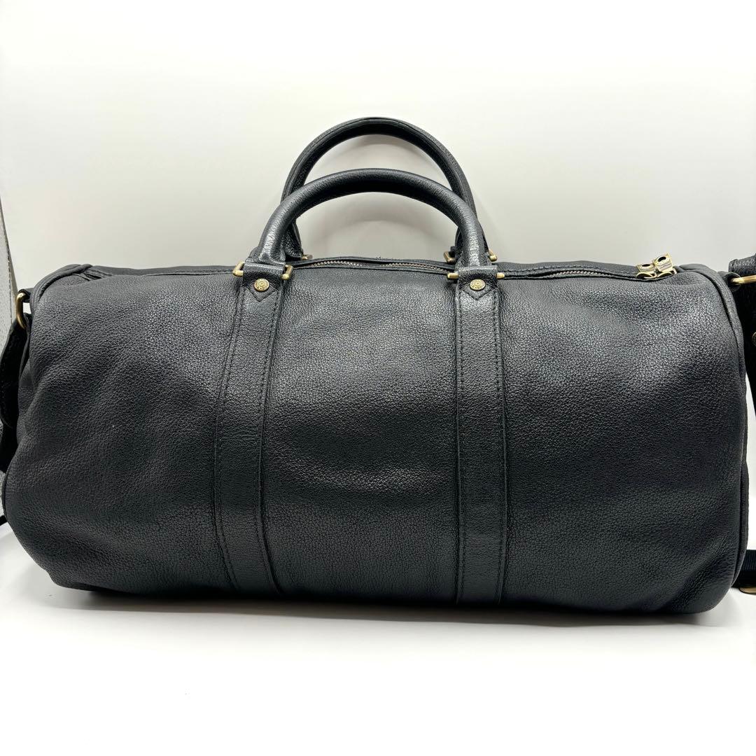 【美品/希少】ハンティングワールド　ボストンバッグ　2way ブラック　本革