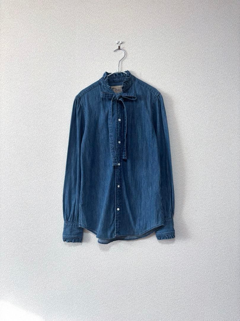 ラルフローレン　デニム　リボン　ボウタイ　フリル　シャツ