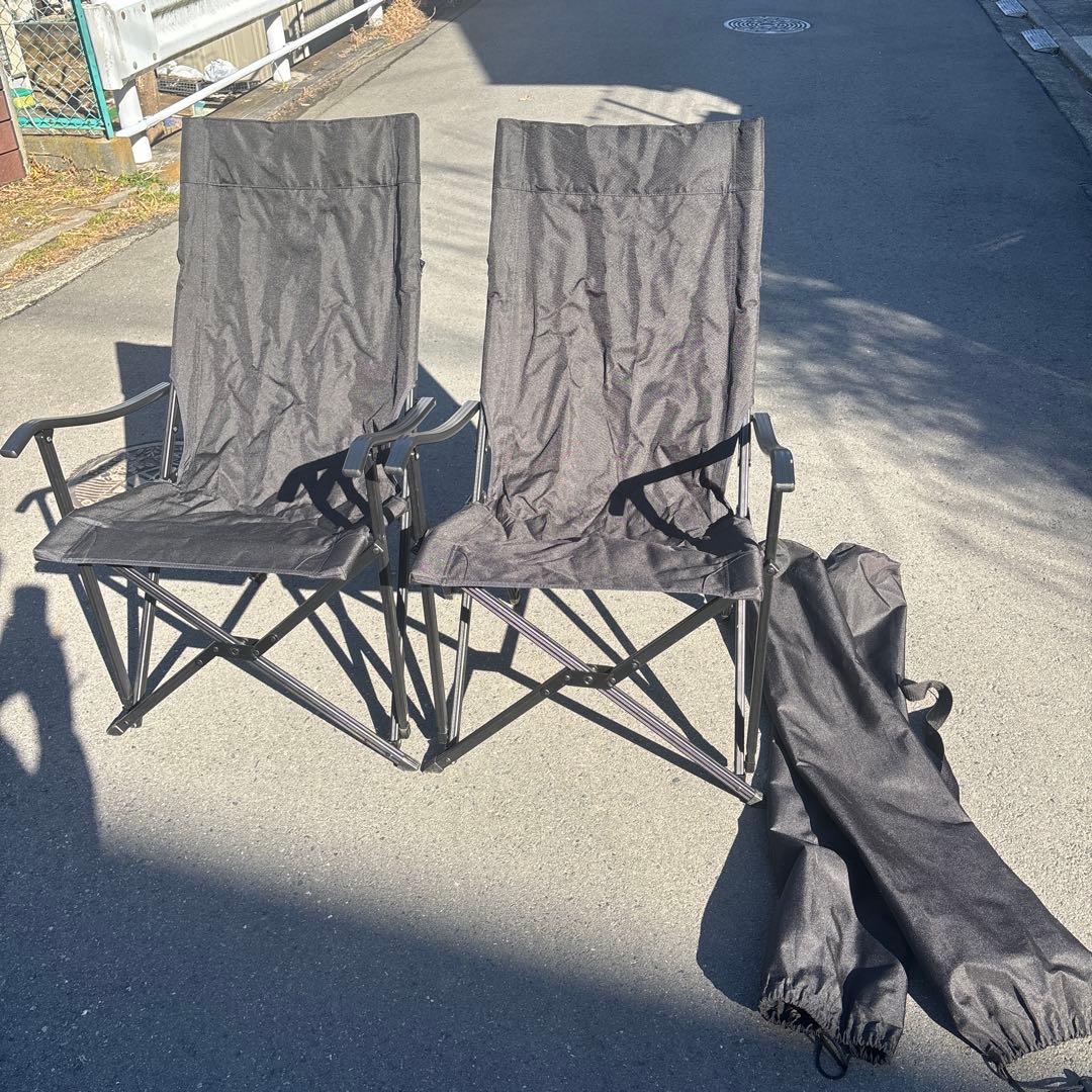 アディロンダック キャンパーズチェア 黒ブラック 収束型　穴あきなし　2脚組