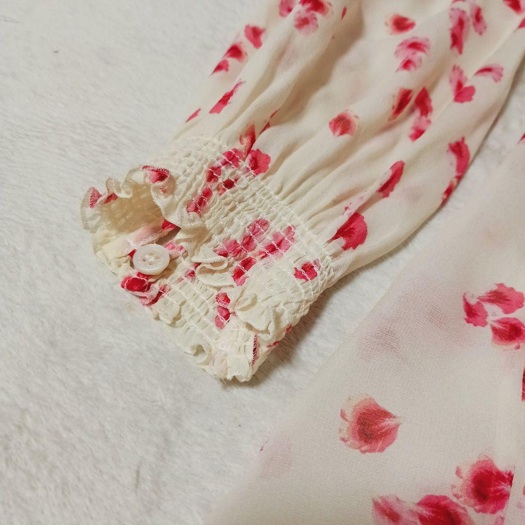 Giambattista Valli ボウタイ　花柄シフォンワンピース　レース