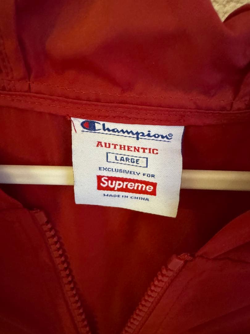 Champion Supreme コラボ 赤 ナイロンジャケット L