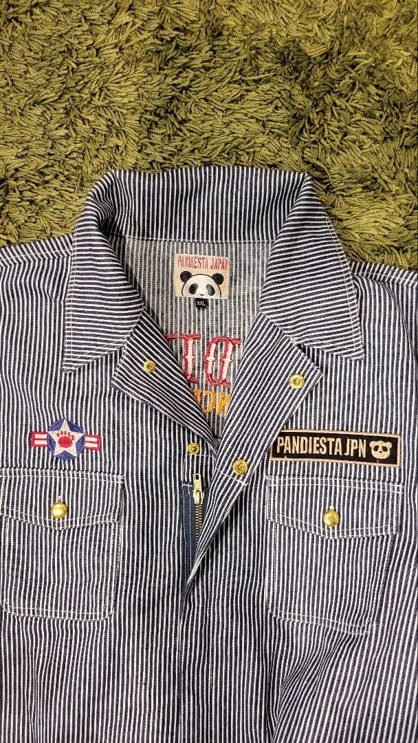 パンディエスタ ジャパン　つなぎ　刺繍　ヒッコリー