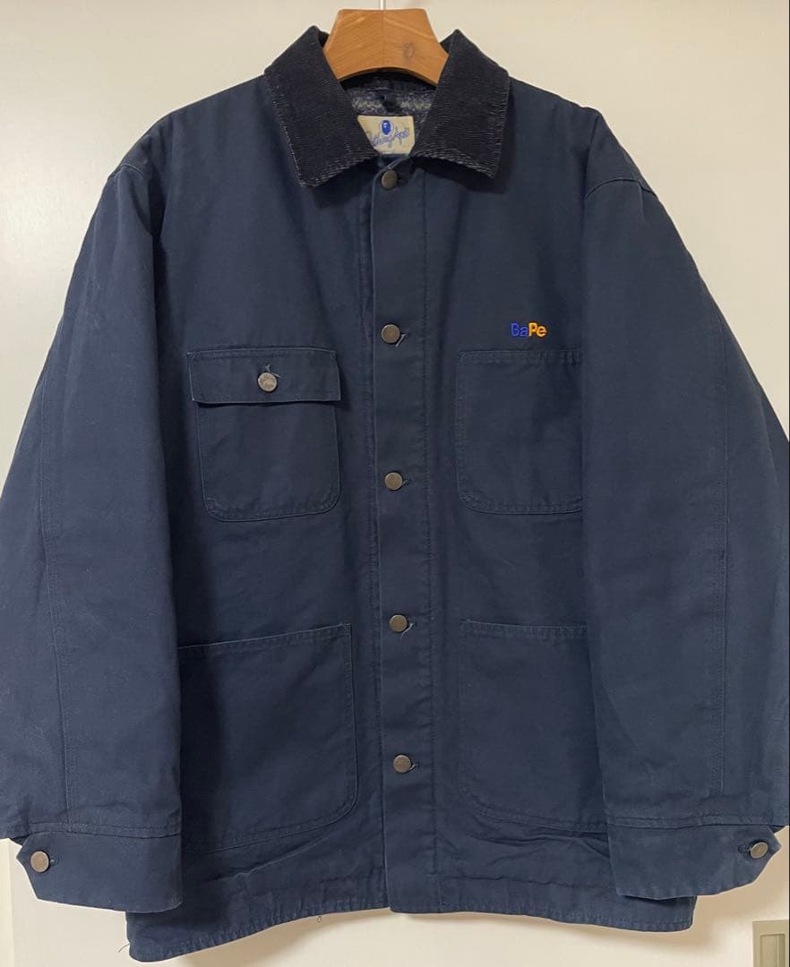 90s　初期APE　初期エイプ　ブランケット付カバーオール　ダック　ネイビー　Ｌ