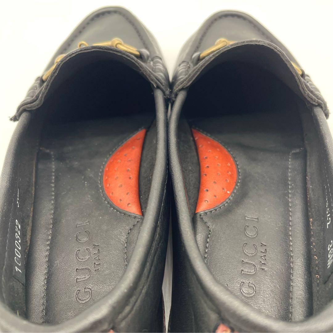 GUCCI ブラックレザー ホースビット ドライビングシューズ