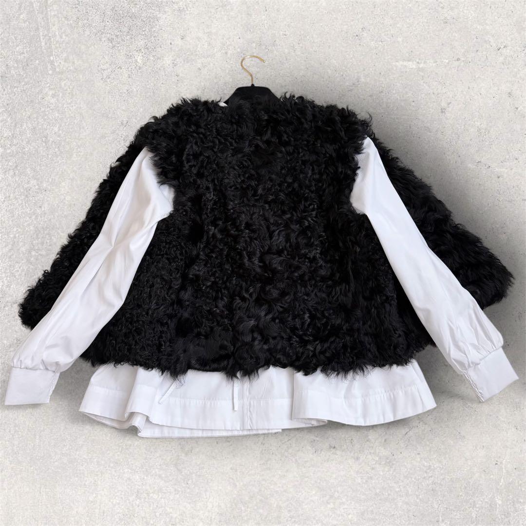 near.nippon ♡ 黒 ラムファー ジレ ベスト リアルファー 羊