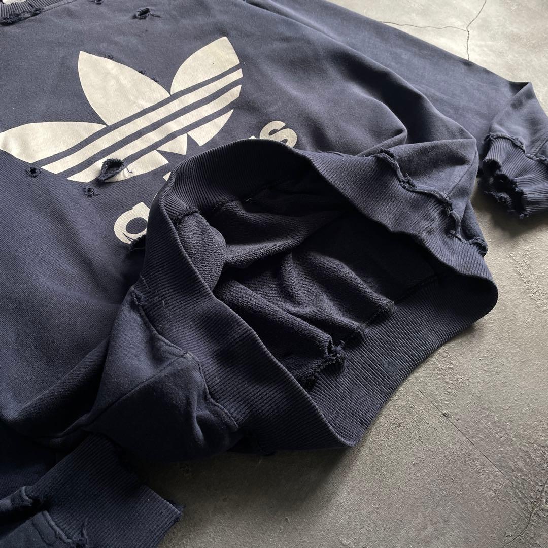 90's 銀タグ“adidas“短丈”grange boro sweat