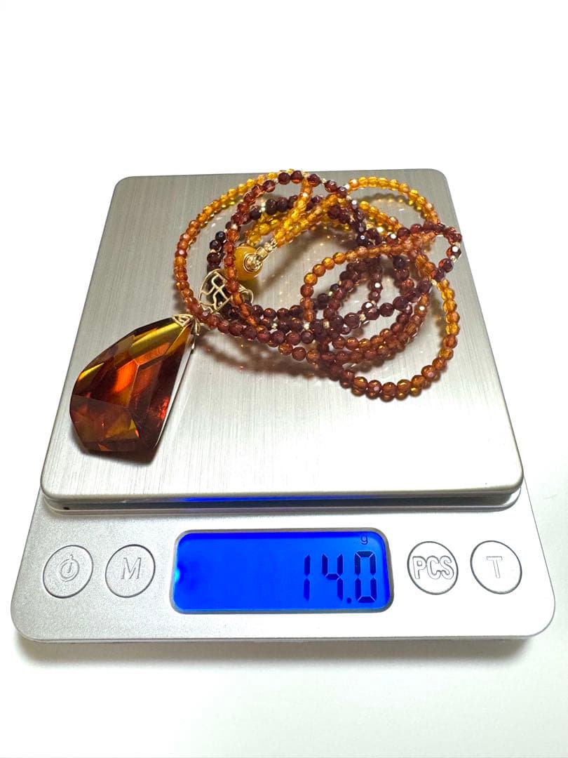 18金 K18琥珀 琥珀系 ネックレス 美品 K18刻印あり