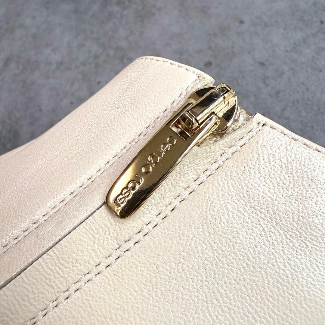 美品 Sergio Rossi セルジオロッシ アンクルブーツ 39 アイボリー