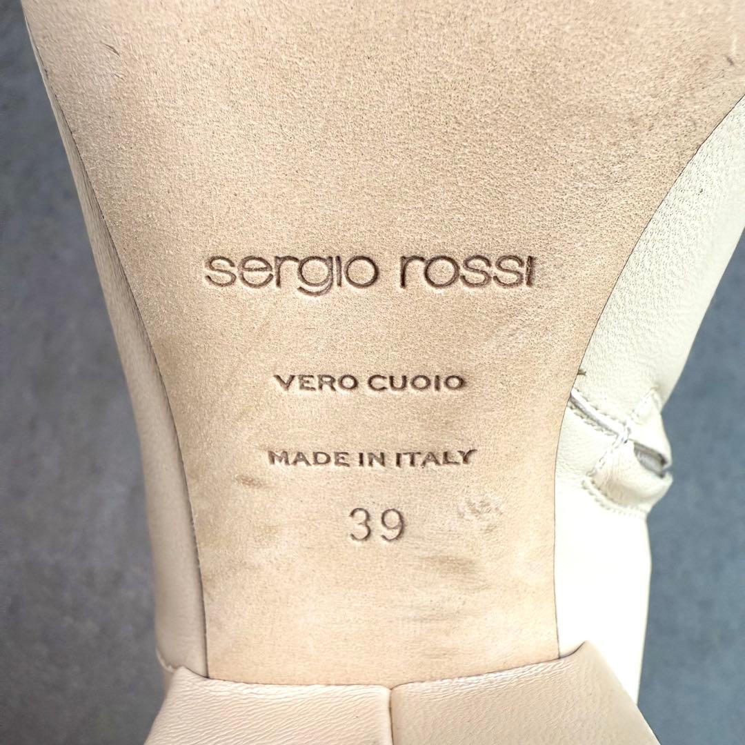 美品 Sergio Rossi セルジオロッシ アンクルブーツ 39 アイボリー