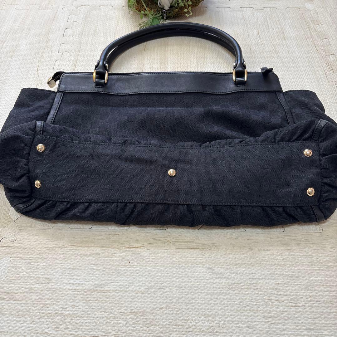 GUCCI グッチ　レザー×キャンバス地　ゴールド金具