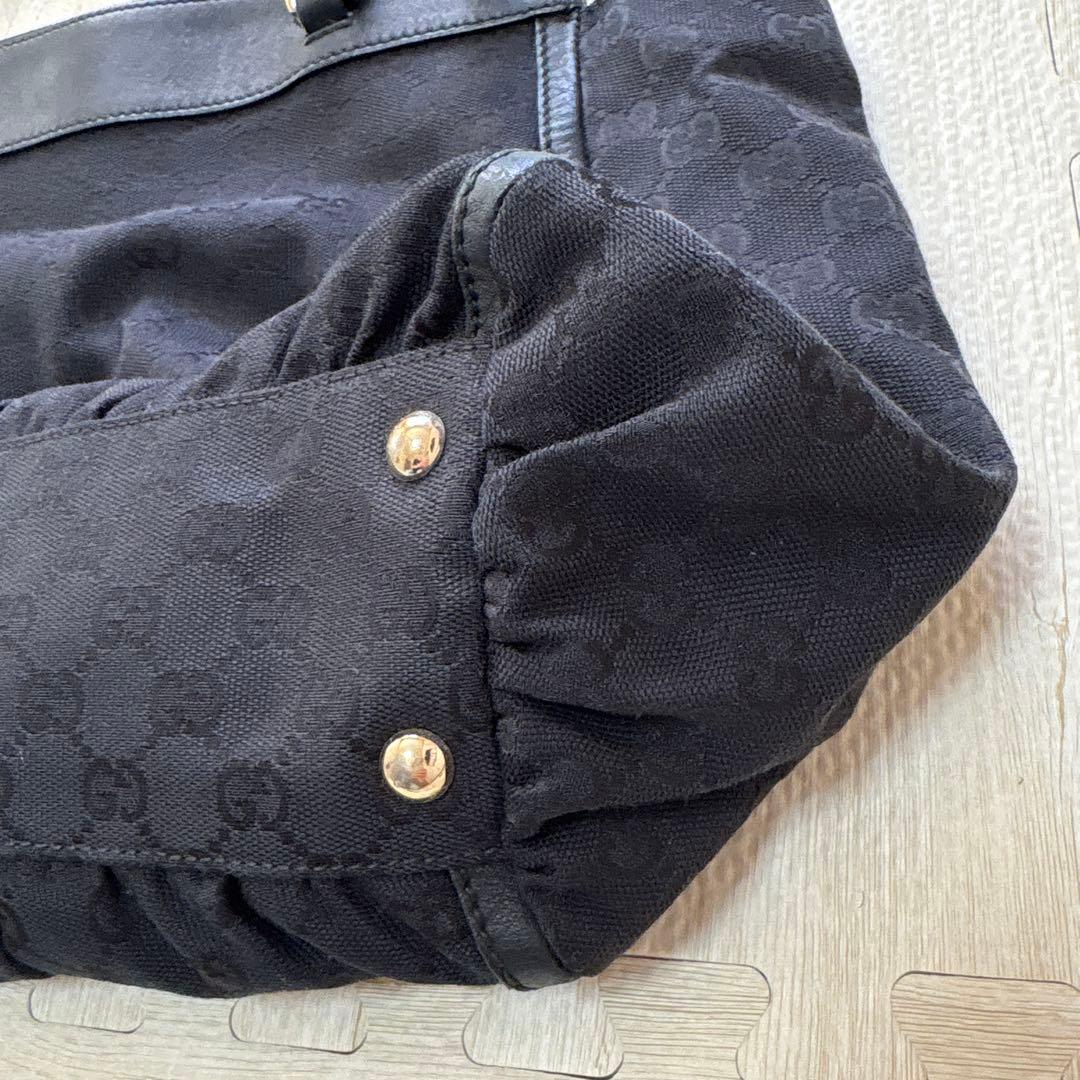 GUCCI グッチ　レザー×キャンバス地　ゴールド金具