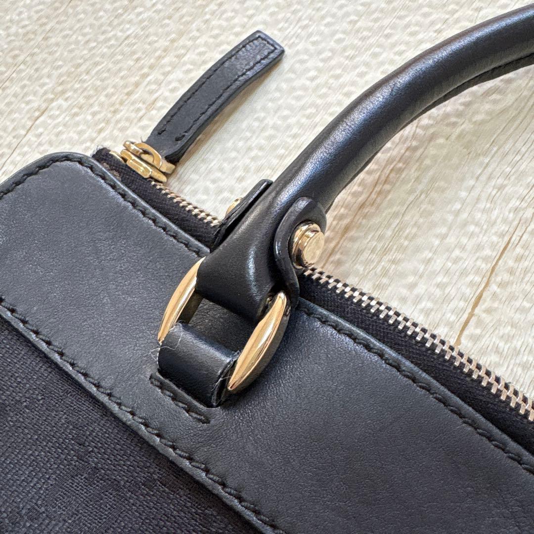 GUCCI グッチ　レザー×キャンバス地　ゴールド金具