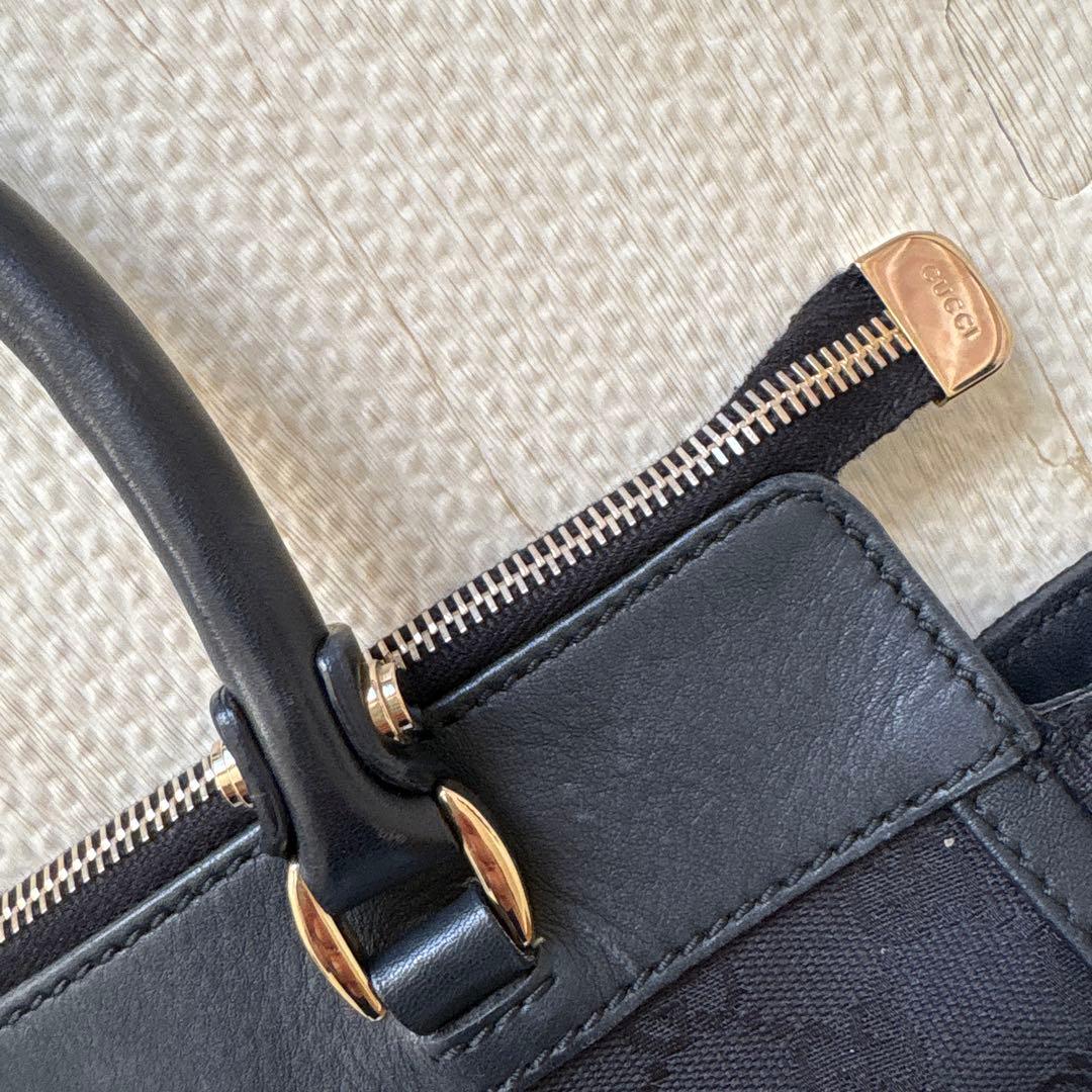 GUCCI グッチ　レザー×キャンバス地　ゴールド金具