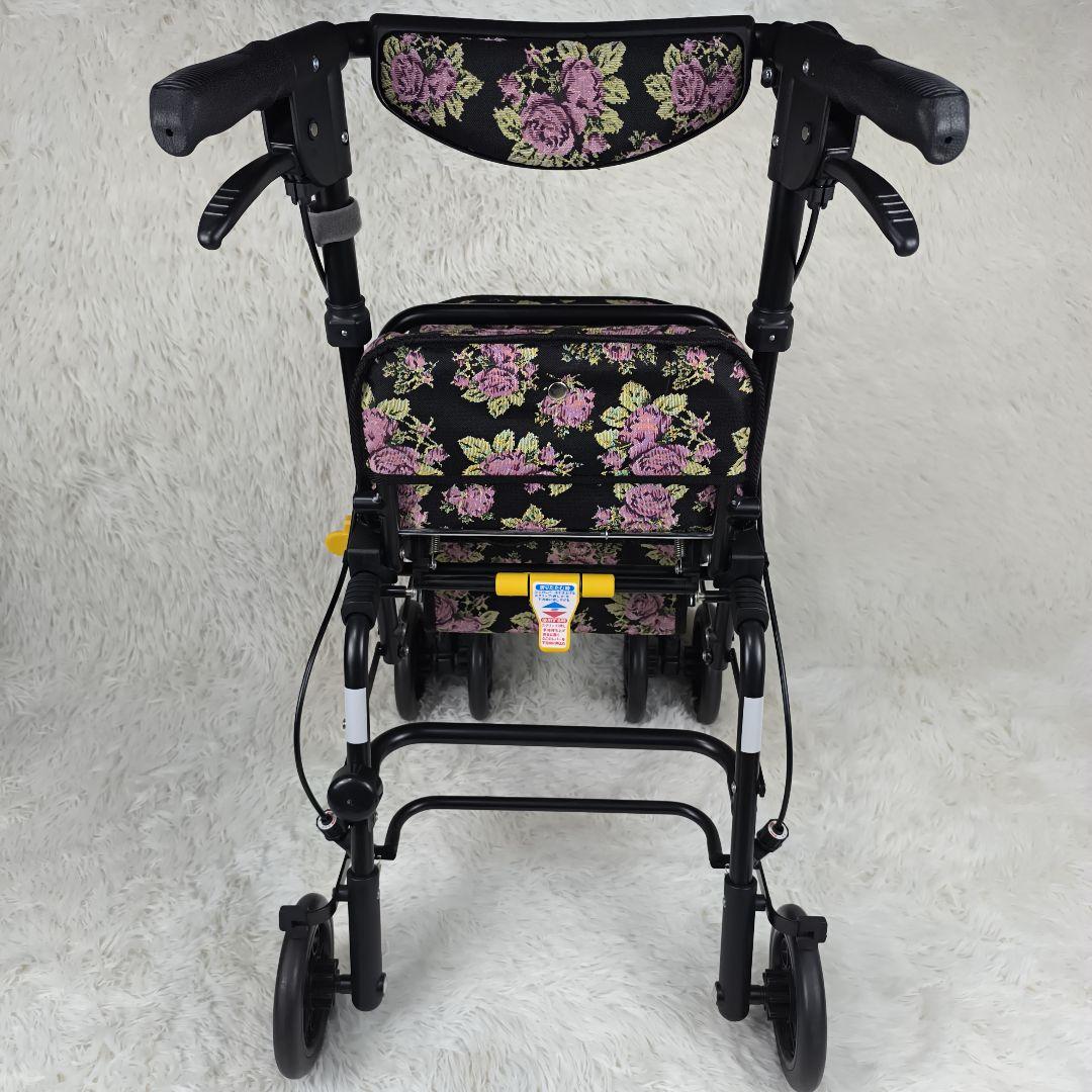 ✨未使用級✨ 島製作所 シルバーカー スカイウォーカーＳ 折り畳み 黒 花柄